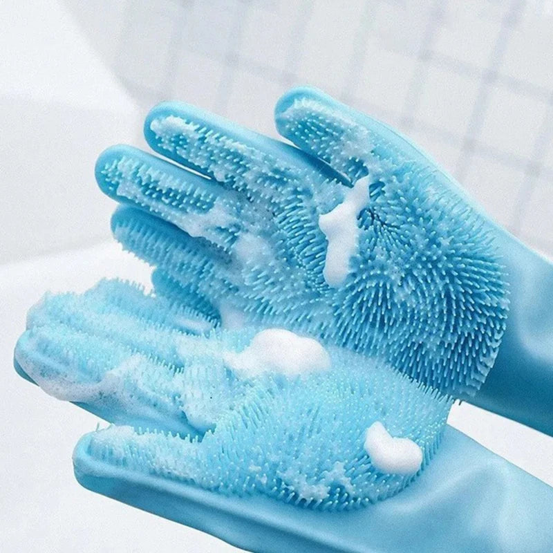 Gants de Toilettage Silicone pour Bain - Massage et Nettoyage Chiens et Chats
