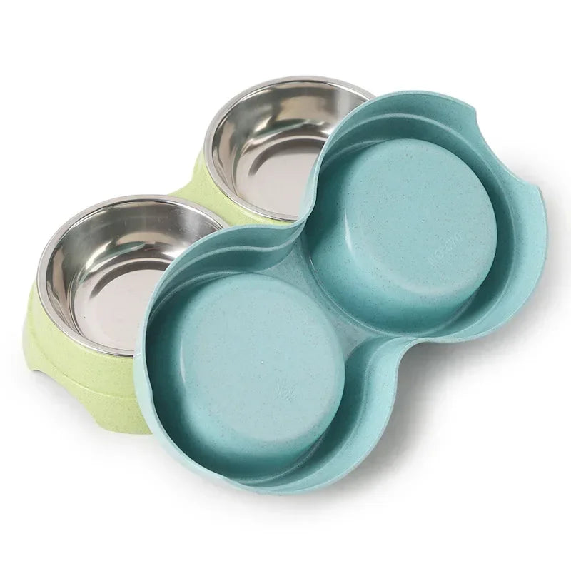 Gamelles Doubles Surélevées avec Support Ergonomique - Bols Inox Chien Chat