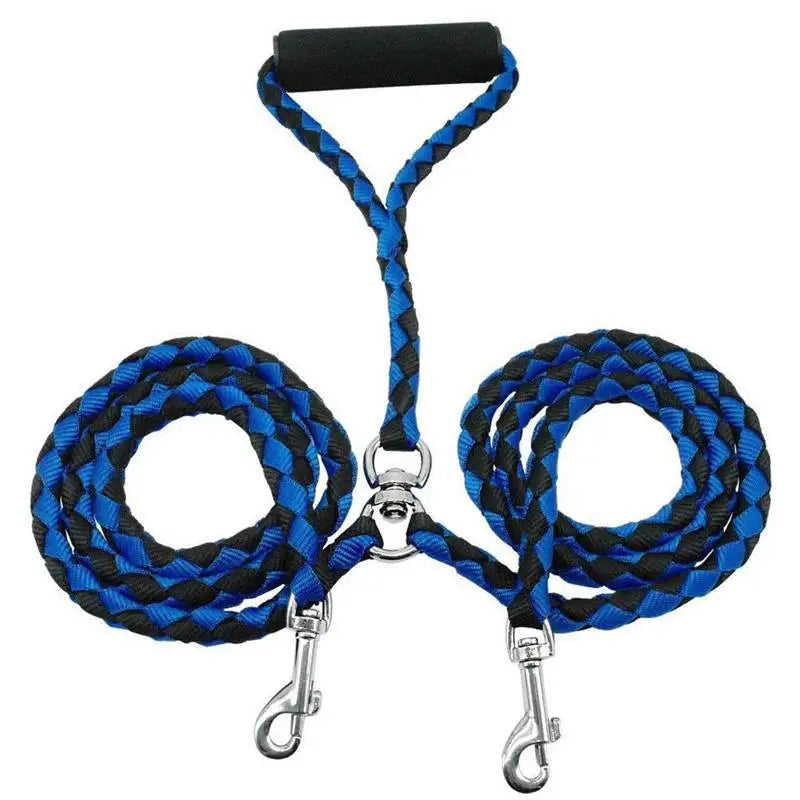Laisse double pour chien bleu