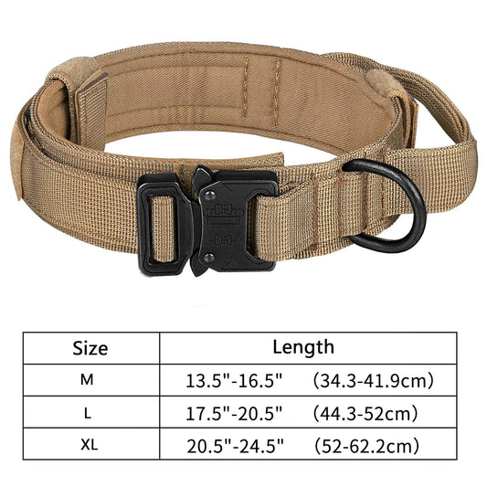 Collier Tactique pour Chien - Nylon Militaire avec Poignée de Contrôle