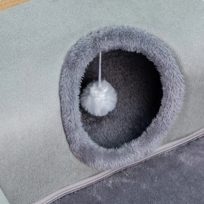 Tunnel Panier 3-en-1 pour Chats - Jeu, Repos et Cachette Multifonction