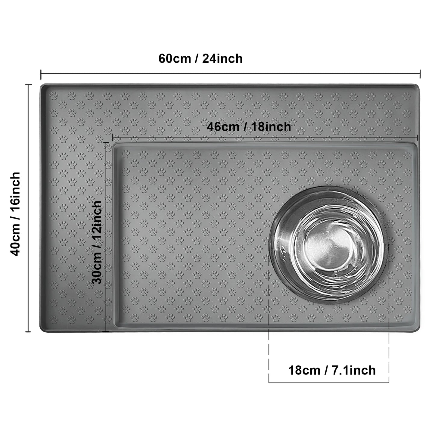 Tapis de Gamelle en Silicone avec Rebord - Protection Anti-Débordement pour Chien et Chat