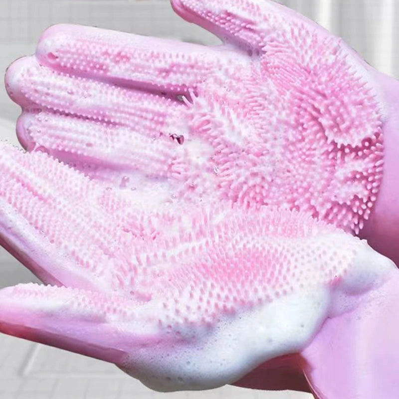 Gants de Toilettage Silicone pour Bain - Massage et Nettoyage Chiens et Chats
