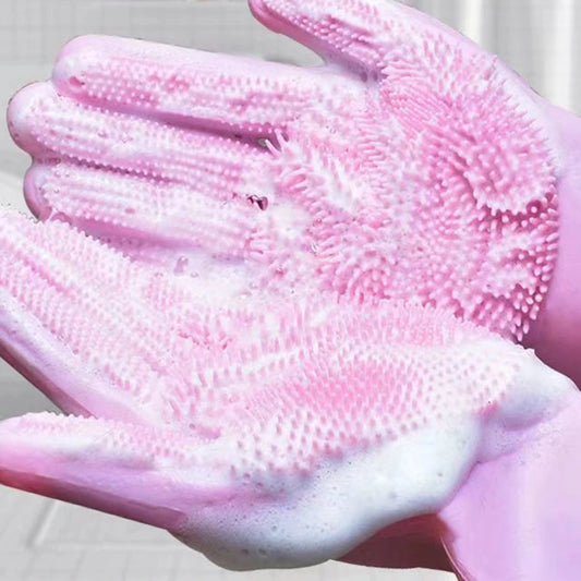 Gants de Toilettage Silicone pour Bain - Massage et Nettoyage Chiens et Chats