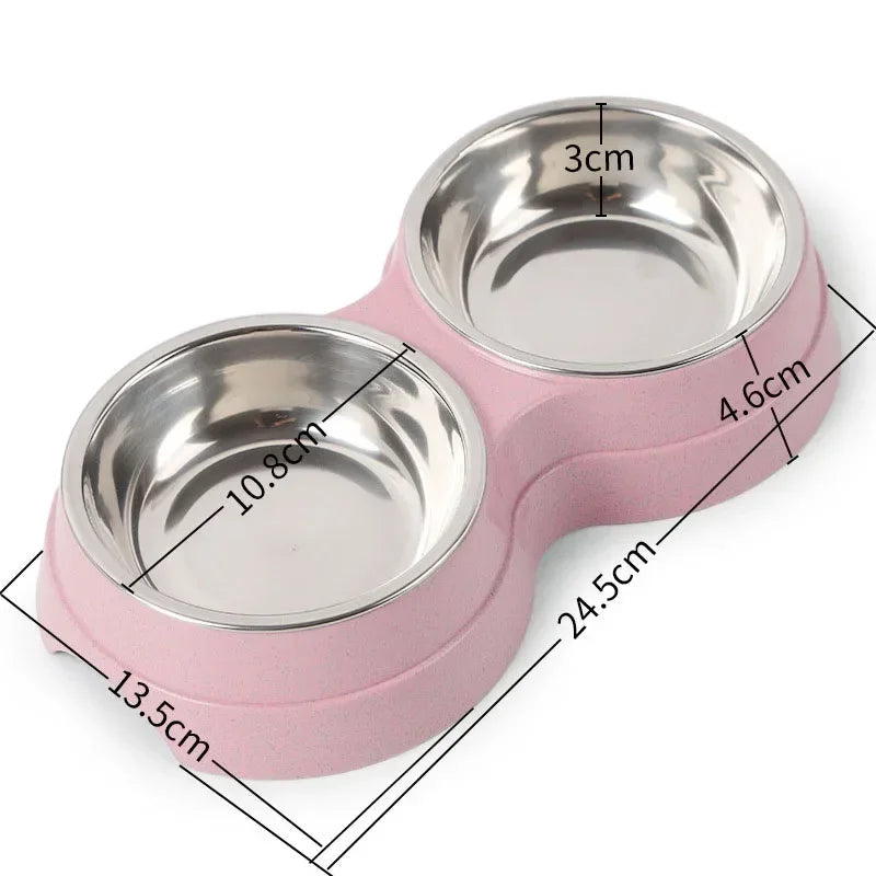 Gamelles Doubles Surélevées avec Support Ergonomique - Bols Inox Chien Chat