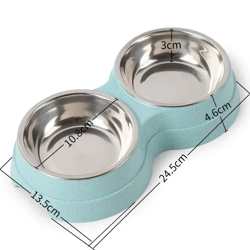 Gamelles Doubles Surélevées avec Support Ergonomique - Bols Inox Chien Chat