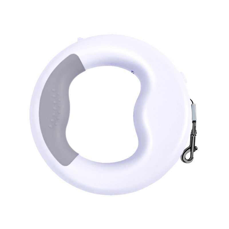 laisse blanc ronde rétractable pour chien avec poignet ergonomique promenade