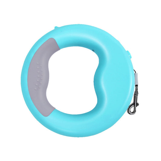 laisse bleu ronde rétractable pour chien avec poignet ergonomique promenade