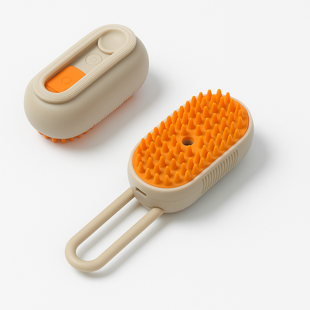 Brosse à Vapeur 2-en-1 Massage et Démêlage - Spray Hydratant Chien Chat