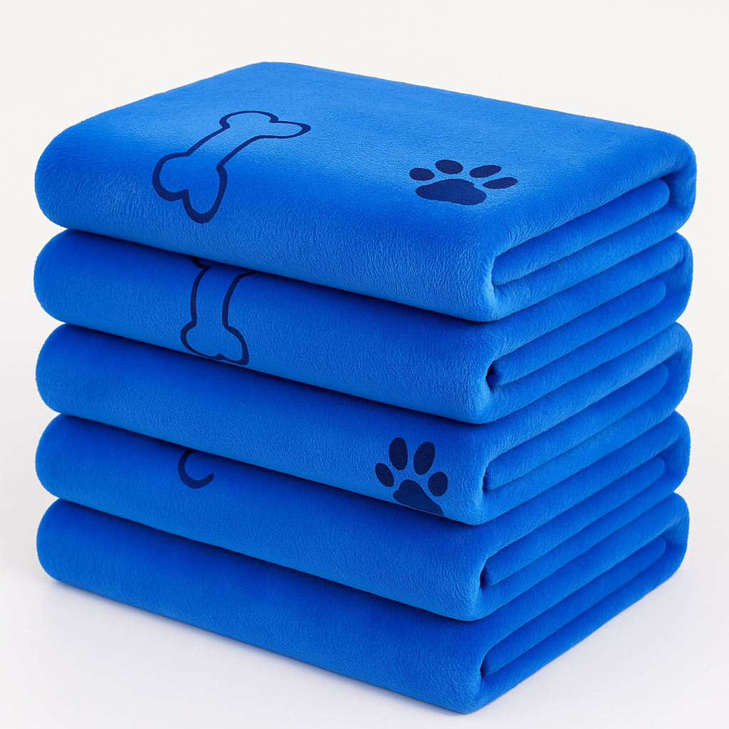 Serviette de séchage pour chien et chat bleu