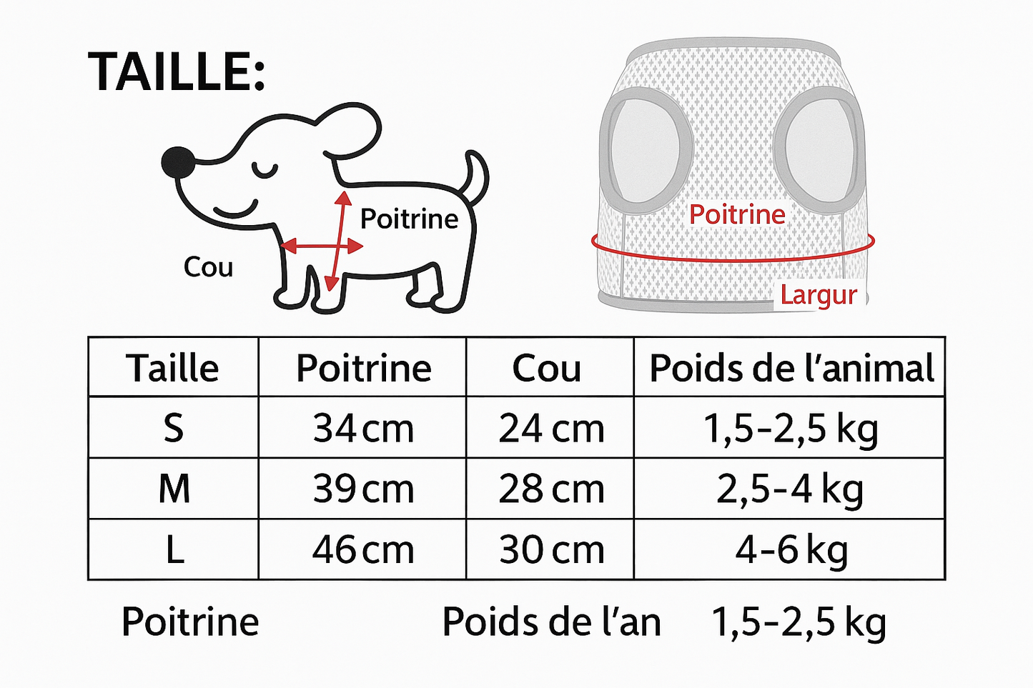Harnais respirant pour chien et chats