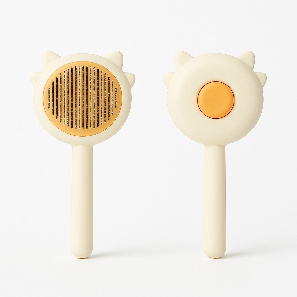 Brosse pour chat, orange et beige