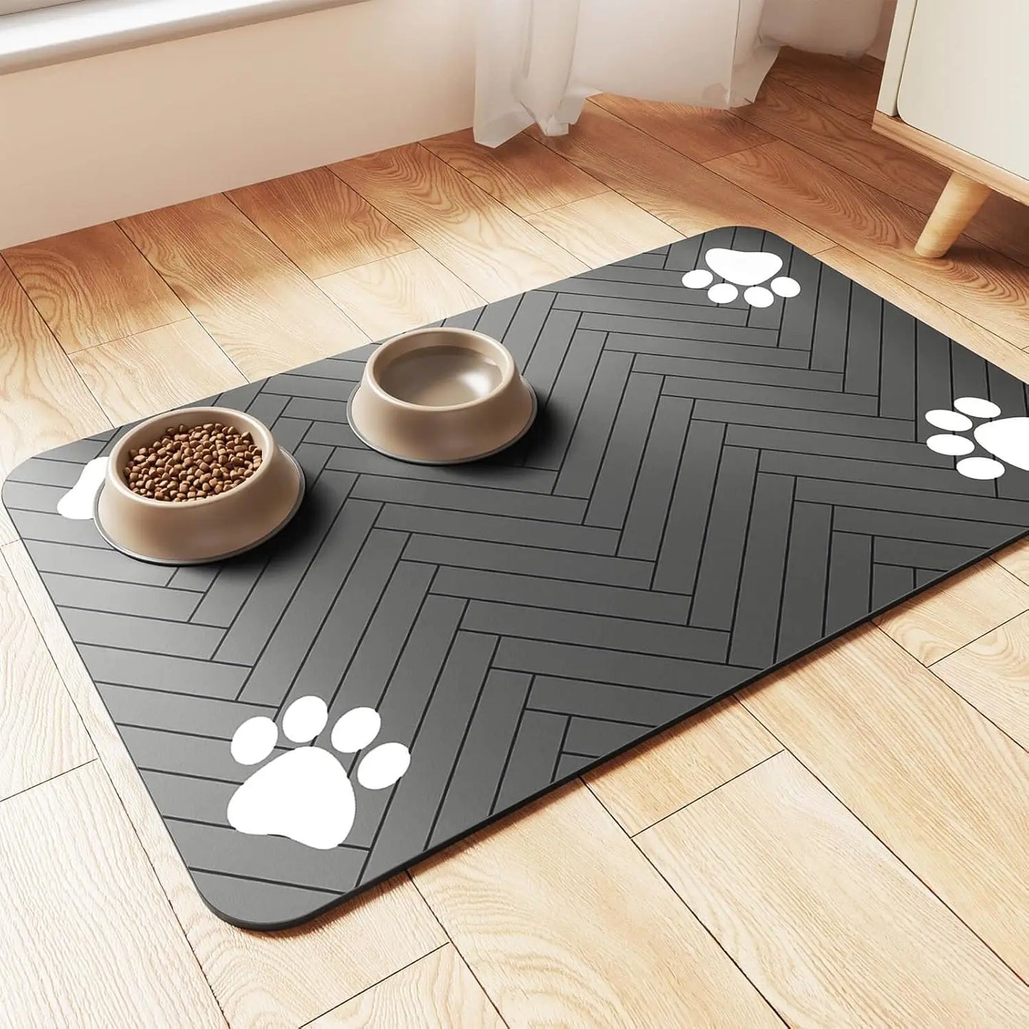 tapis gris cuisine pour gamelle absorbant