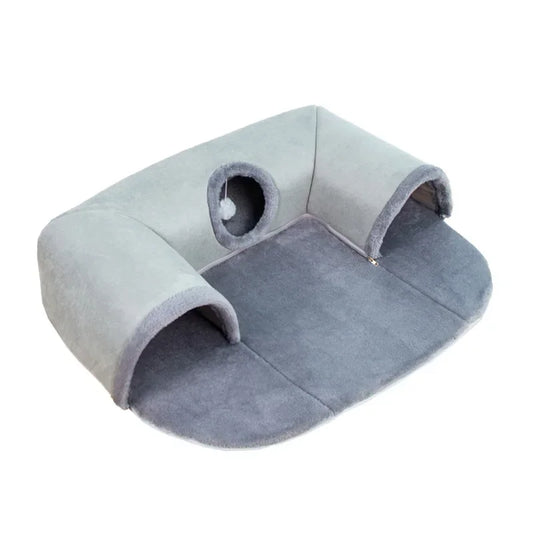 Tunnel Panier 3-en-1 pour Chats - Jeu, Repos et Cachette Multifonction