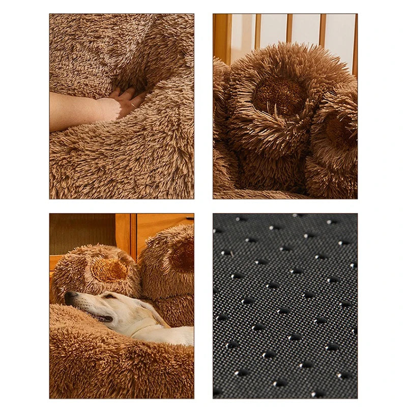 Panier Lit Patte pour Chien et Chat - Coussin Moelleux Peluche Chaud Hiver