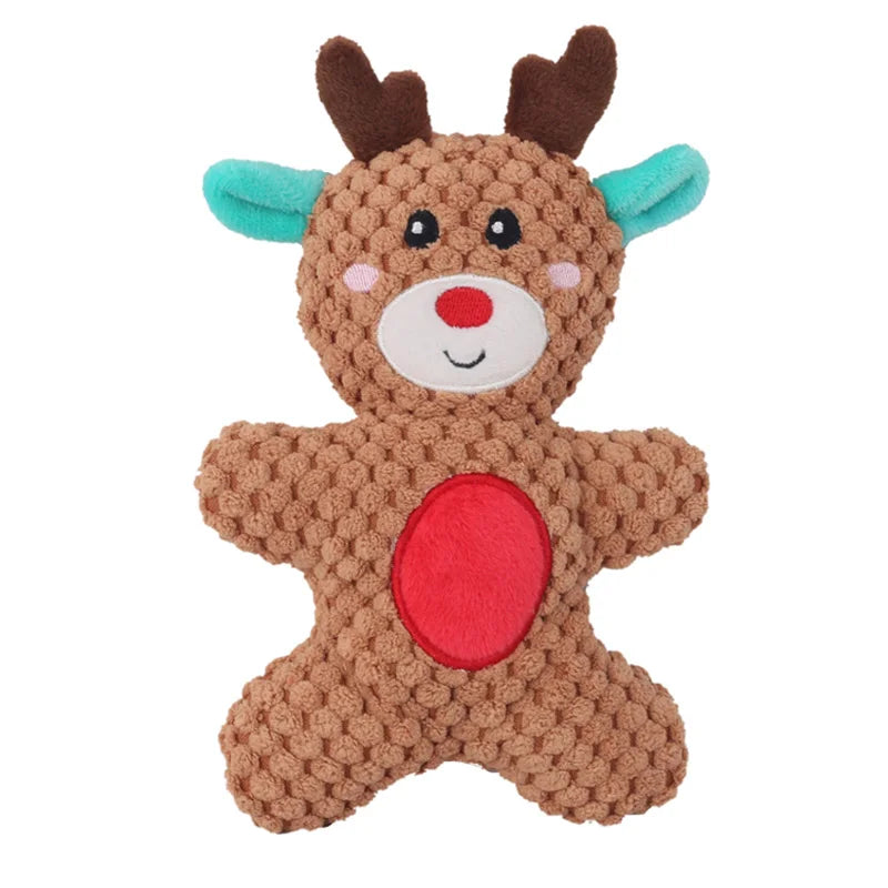 Jouet Peluche de Noël pour Chien - Père Noël et Renne Couineurs - Doux et Résistant