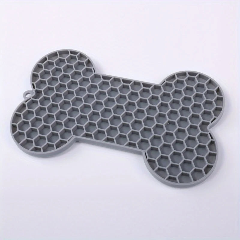 Tapis de Léchage Os pour Chien avec Ventouses - Ralentisseur Anti-Stress en Silicone