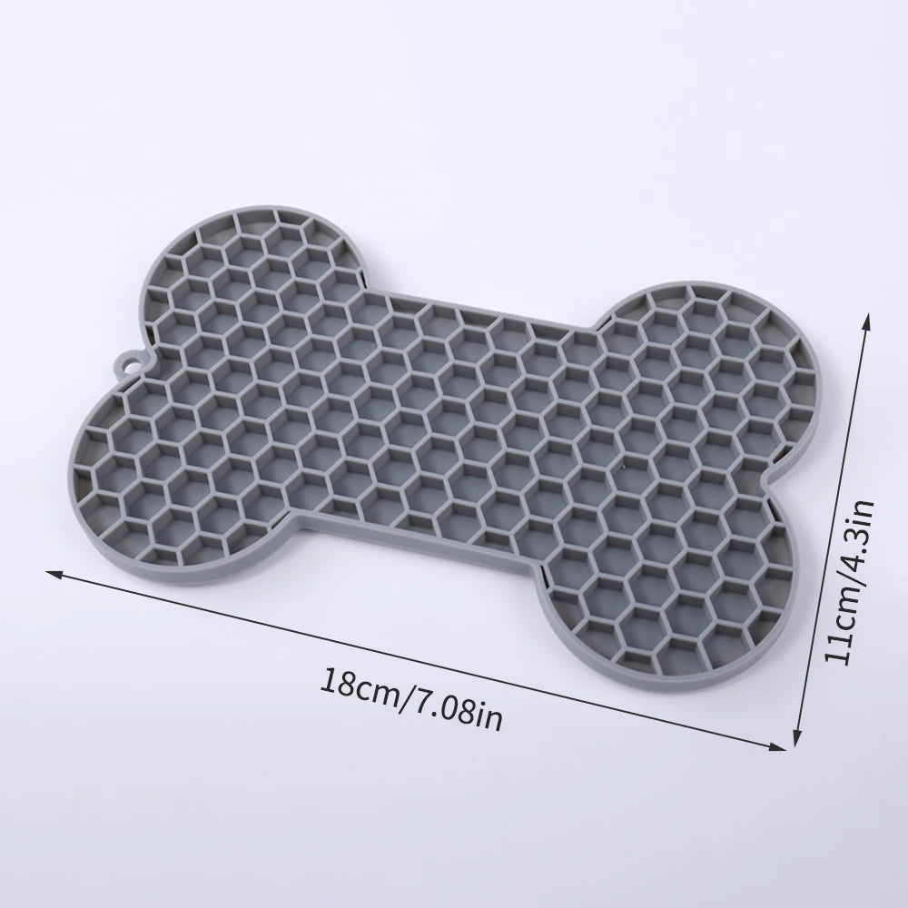 Tapis de Léchage Os pour Chien avec Ventouses - Ralentisseur Anti-Stress en Silicone