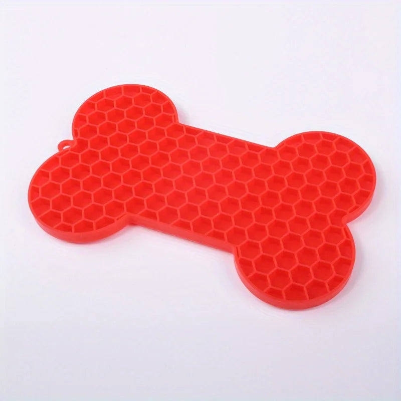 Tapis de Léchage Os pour Chien avec Ventouses - Ralentisseur Anti-Stress en Silicone