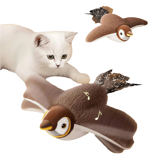 Jouet Oiseau Interactif pour Chat - Rechargeable avec Sons et Mouvements