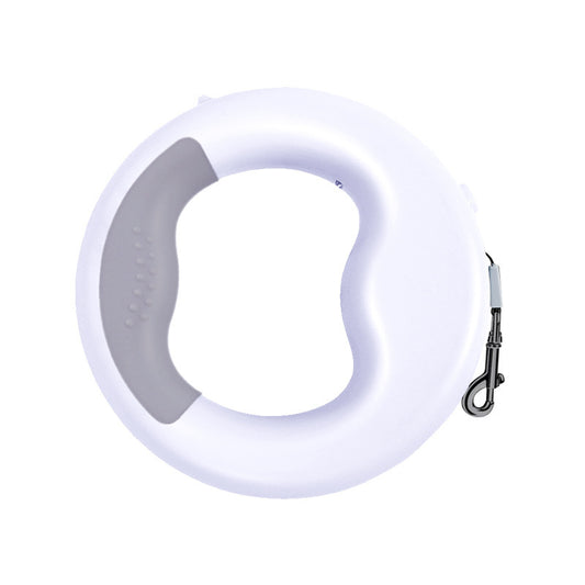 laisse blanc ronde rétractable pour chien avec poignet ergonomique promenade