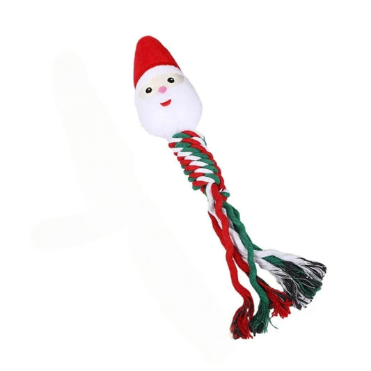 Jouets de Noël pour Chien - Cordes en Coton Tressé avec Couineur - Cadeau Festif pour Chiot et Chat
