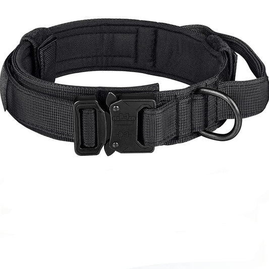 Collier Tactique pour Chien - Nylon Militaire avec Poignée de Contrôle