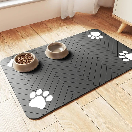 tapis gris cuisine pour gamelle absorbant
